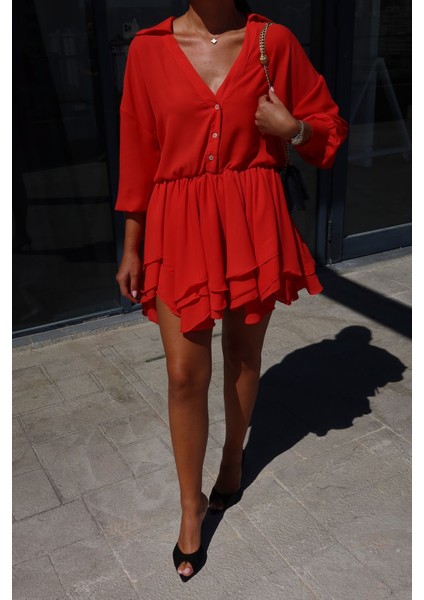 Gömlek Yaka Premium Şifon Elbise modelleri