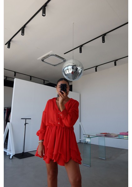 Gömlek Yaka Premium Şifon Elbise indirimleri