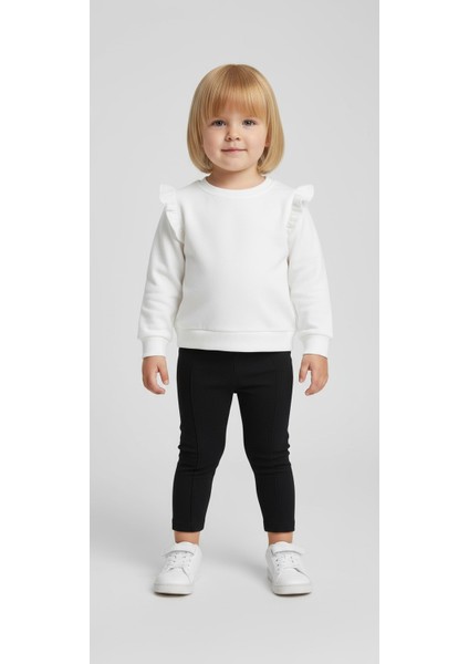 Çimalı Düz Siyah Şardonlu Kız Çocuk Tayt