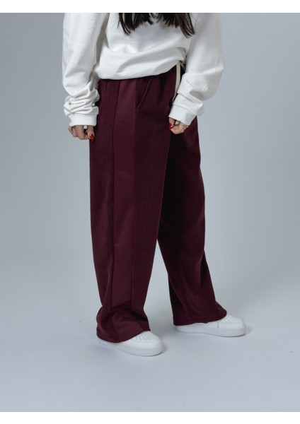 Oversize Bordo Kadın Baggy Eşofman COC2531 modelleri