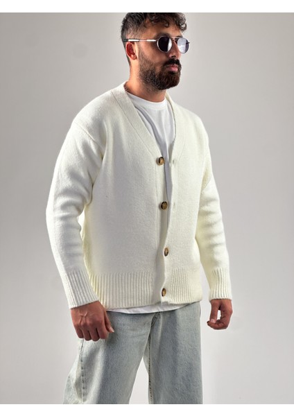 Ekru Erkek Triko Hırka COC1028