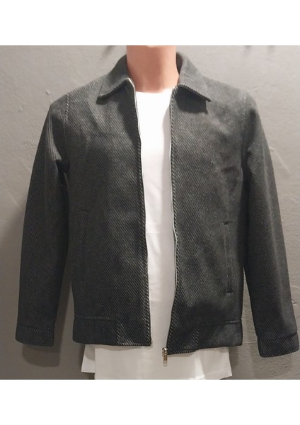 Erkek Regular Fit Çizgi Desenli Yakalı Üst Kalite Kaşe Mont fiyatları