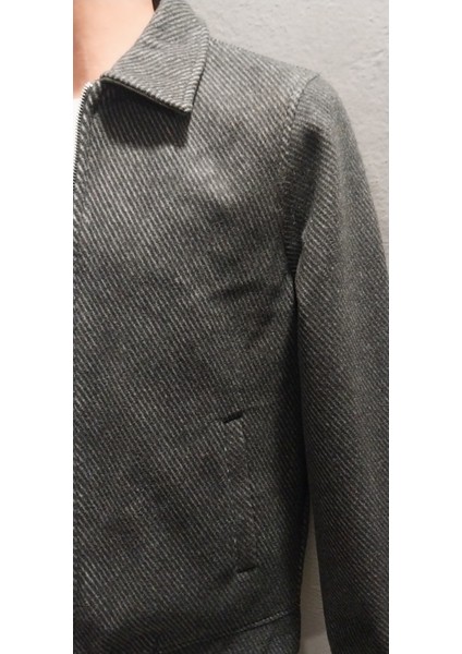 Erkek Regular Fit Çizgi Desenli Yakalı Üst Kalite Kaşe Mont modelleri