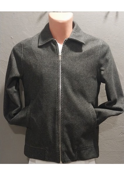 Erkek Regular Fit Çizgi Desenli Yakalı Üst Kalite Kaşe Mont indirimleri