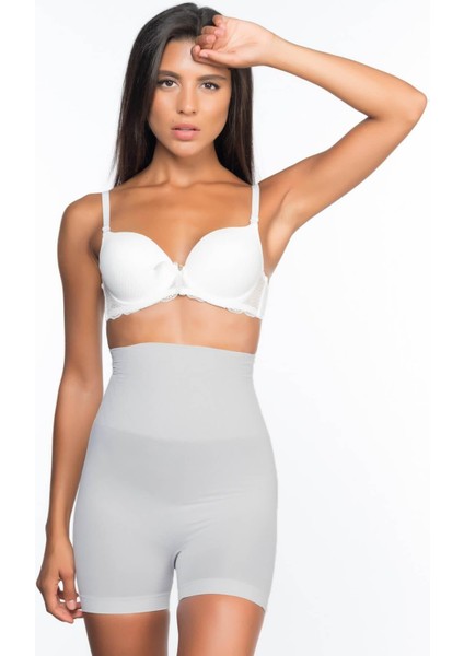 Ekru Mı Emay 2075 Yüksek Bel Desenli Double Kısa Paça Korse