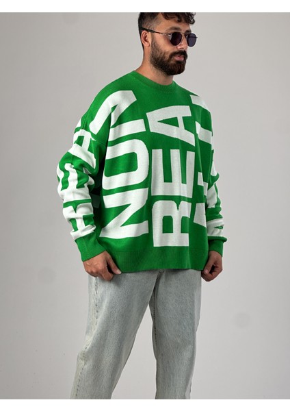 Bold Print Oversize Yeşil Erkek Sweat COC1021 modelleri