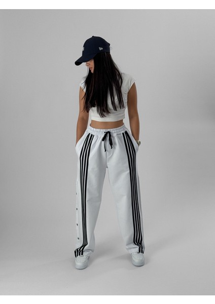 Kadın Şeritli Beyaz Baggy Pantolon COC1081 fiyatları