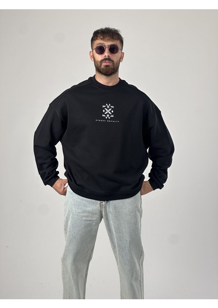 Etnik Desenli Tasarım Erkek Siyah Sweatshirt COC1031 fiyatları