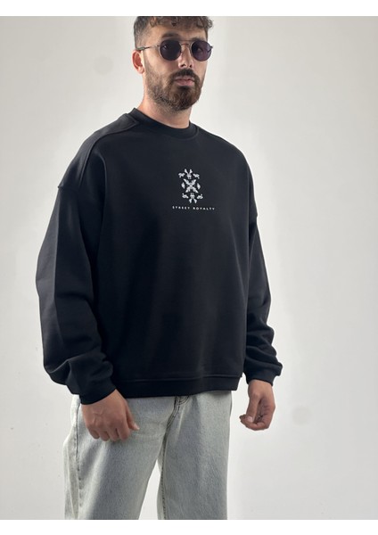 Etnik Desenli Tasarım Erkek Siyah Sweatshirt COC1031 indirimleri