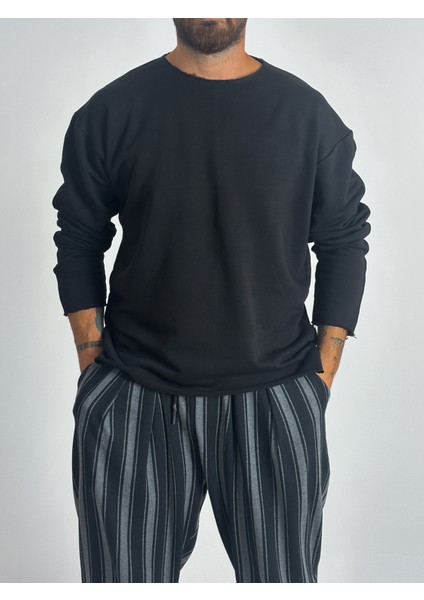 Erkek Basic Siyah Sweatshirt COC1019 modelleri