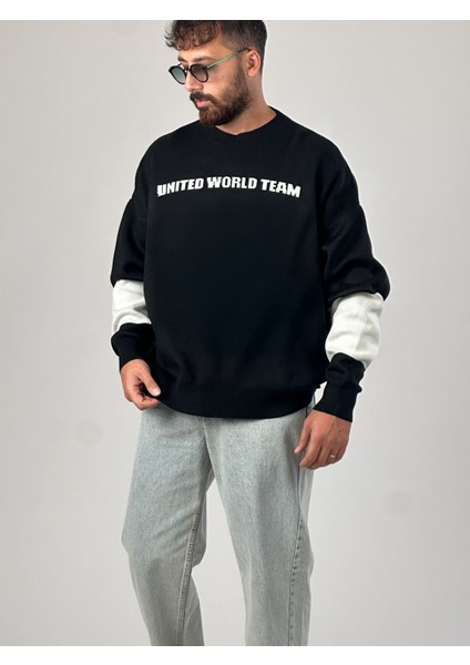 Oversize Siyah New York Erkek Triko Sweat COC1043