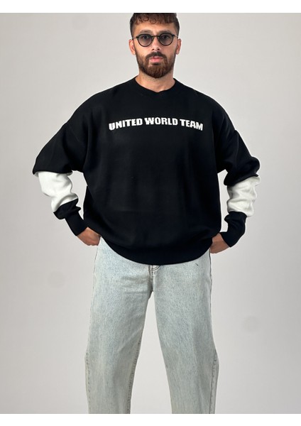 Oversize Siyah New York Erkek Triko Sweat COC1043 modelleri