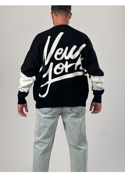 Oversize Siyah New York Erkek Triko Sweat COC1043 fırsatları