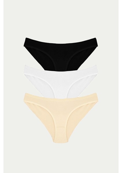 Venüsshopping- Pamuklu Siyah Beyaz Ten Rengi 3'lü Külot fiyatları