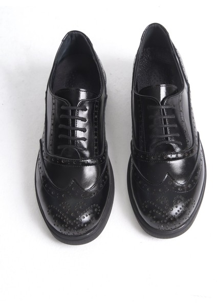 Kadın Siyah Cilt Hakiki Doğal Deri Oxford Ayakkabı indirimleri