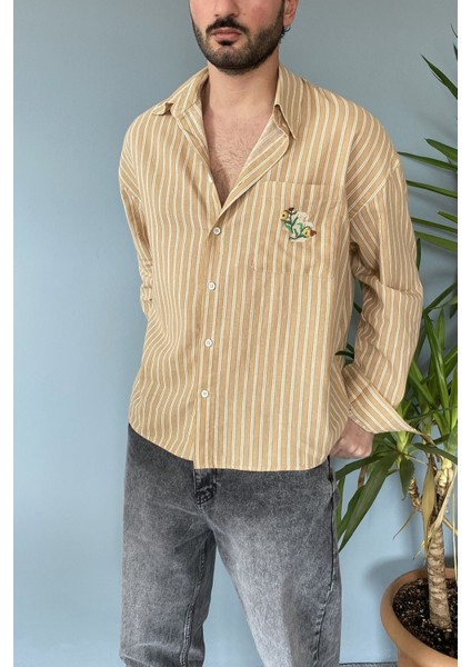 Cebi Çiçek Nakışlı Retro Erkek Gömlek modelleri