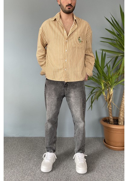 Cebi Çiçek Nakışlı Retro Erkek Gömlek fırsatları