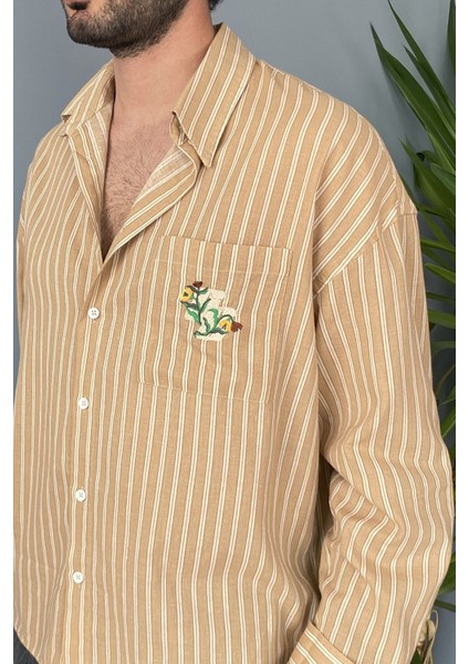 Cebi Çiçek Nakışlı Retro Erkek Gömlek indirimleri