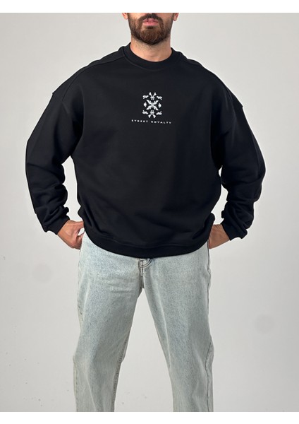 Erkek Siyah Tasarım Etnik Sweatshirt COC1047 fiyatları