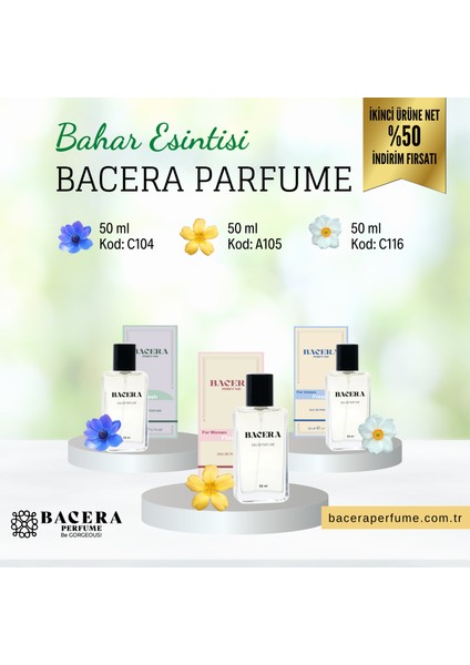 BACERA PERFUME Bacera A105 Floral Kadın Parfüm 50ML Edp C114 Fresh Erkek Parfüm 50ML Edp modelleri