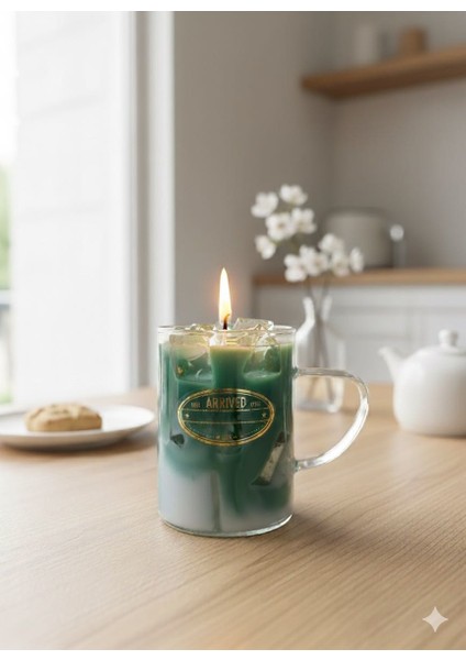 Soğuk Matcha Latte Görünümlü Dekoratif Mum