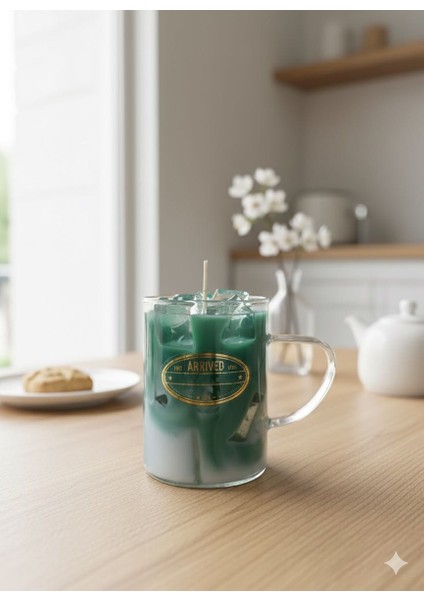 Soğuk Matcha Latte Görünümlü Dekoratif Mum modelleri