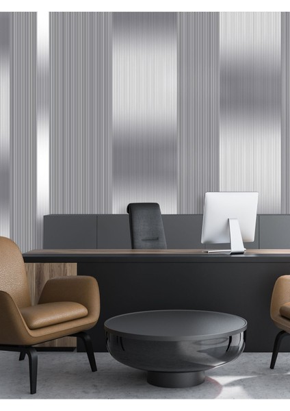 3 Boyutlu Çizgili Desenli Duvar Kağıdı Sağlıklı Tekstil