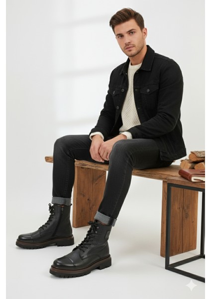 Hakiki Deri Hafif Kalın Taban Günlük Postal Erkek Bot ER5K/B755 fiyatları