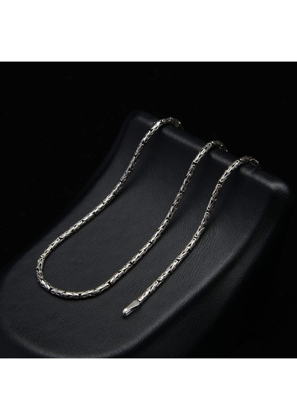 50 Mikron Oksitli Yuvarlak Kral Gümüş Zincir