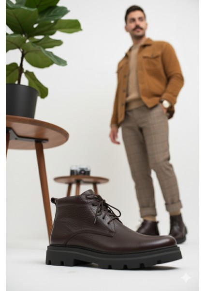 Hakiki Deri Hafif Kalın Taban Günlük Klasik Tarz Erkek Bot ER5K/B720 fiyatları