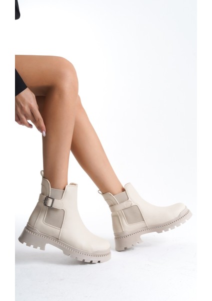 Alva Bej Kalın Tabanlı Toka Detaylı Lastikli Bot indirimleri