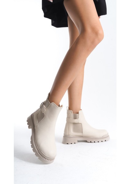 Alva Bej Kalın Tabanlı Toka Detaylı Lastikli Bot