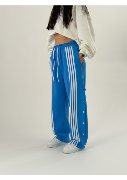 Kadın Şeritli Mavi Baggy Pantolon COC1049 fiyatları