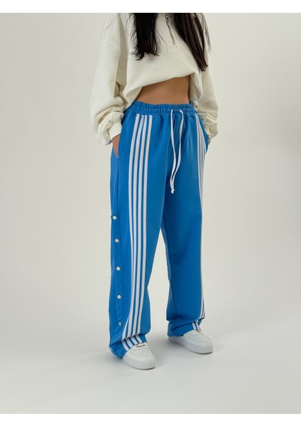 Kadın Şeritli Mavi Baggy Pantolon COC1049 modelleri
