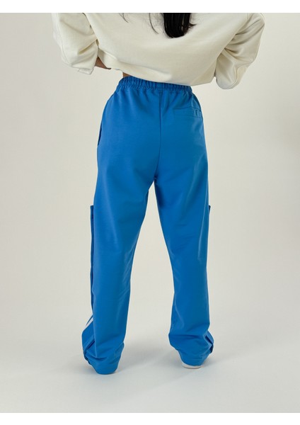 Kadın Şeritli Mavi Baggy Pantolon COC1049 fırsatları