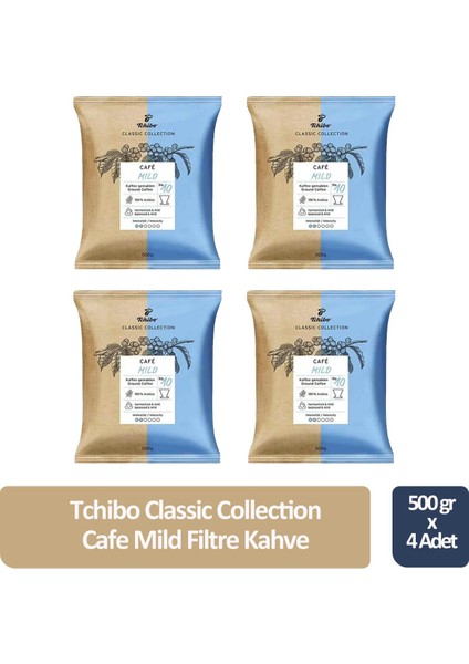 Classic Cafe Mild Filtre Kahve 500 gr x 4 Adet