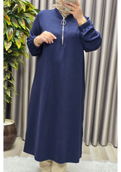 Kadın Tesettür Giyim Büyük Beden Fermuarlı Jumbo Uzun Tunik fiyatları