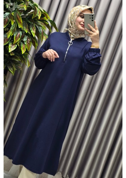 Kadın Tesettür Giyim Büyük Beden Fermuarlı Jumbo Uzun Tunik indirimleri
