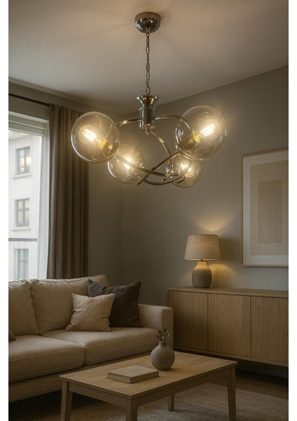 Melıs 4 Lu Camlı Krom Glop