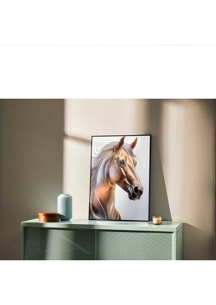 Metal Çerçeveli Gerçek Camlı Tablo |sanatsal Kahverengi At Tablosu,parlak Doku ve Yüksek Çözünürlük Tablo fiyatları