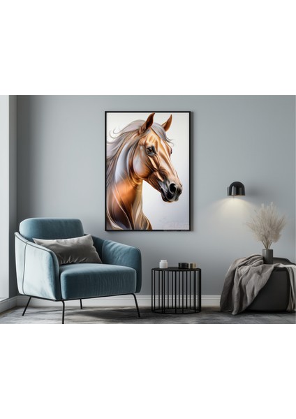 Metal Çerçeveli Gerçek Camlı Tablo |sanatsal Kahverengi At Tablosu,parlak Doku ve Yüksek Çözünürlük Tablo fırsatları