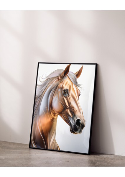 Metal Çerçeveli Gerçek Camlı Tablo |sanatsal Kahverengi At Tablosu,parlak Doku ve Yüksek Çözünürlük Tablo indirimleri
