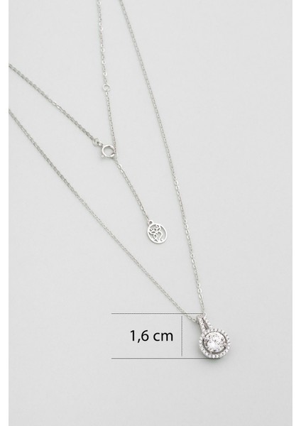 Mozanit Yansıması 18 Ayar Beyaz Altın Kaplama 46 cm Gümüş Kolye modelleri