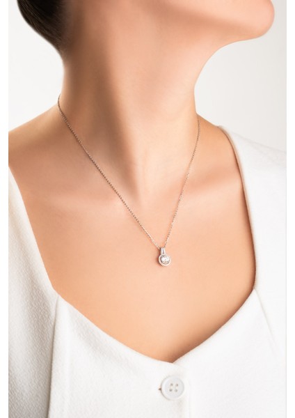 Mozanit Yansıması 18 Ayar Beyaz Altın Kaplama 46 cm Gümüş Kolye fırsatları