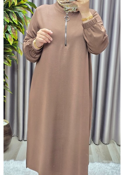 Kadın Tesettür Giyim Büyük Beden Fermuarlı Jumbo Uzun Tunik fırsatları