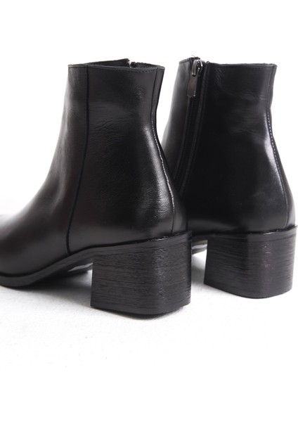 Zaha Hakiki Deri Fermuarlı Kalın Topuklu Kadın Bot modelleri