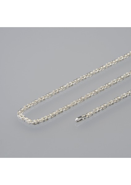 50 Mikron Naturel Kare Kral Gümüş Zincir
