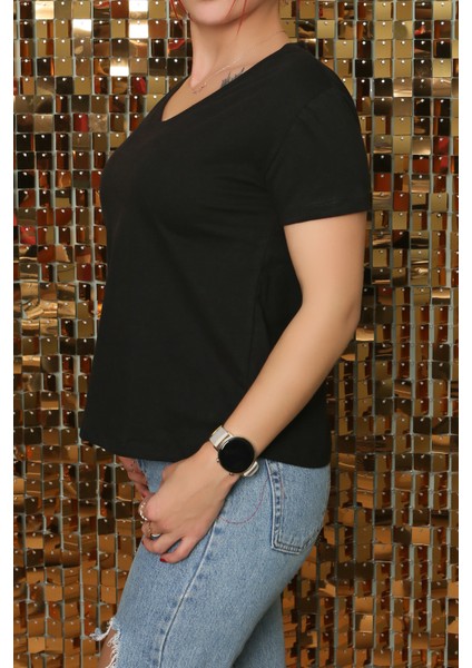Regular Fit Terletmeyen Rahat Kesim V Yaka T Shirt modelleri