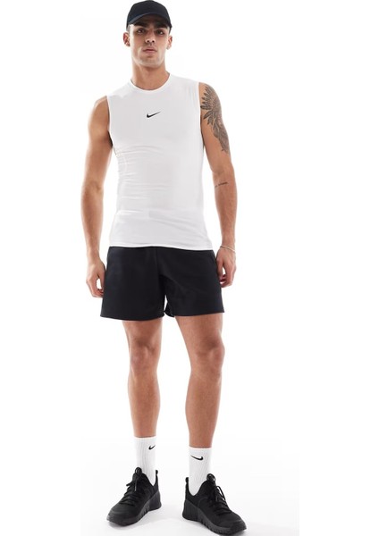 Pro Dri Fit Tight Sleeveless Fitness Training Erkek Dar Kalıp Antrenman Kolsuz Tişört Beyaz fırsatları