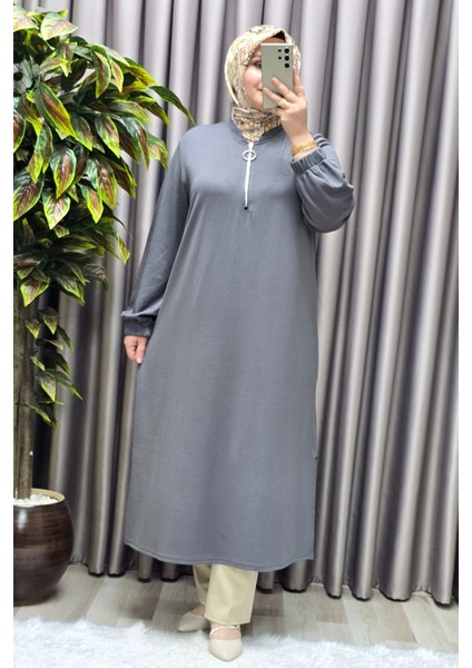 Kadın Tesettür Giyim Büyük Beden Fermuarlı Jumbo Uzun Tunik fırsatları
